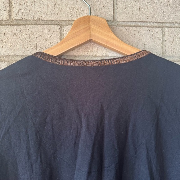 Chico’s Black Beaded Tunic Top – 3/4 Sleeve Metallic Accent Blouse (Size 2 / L) - Picture 4 of 7